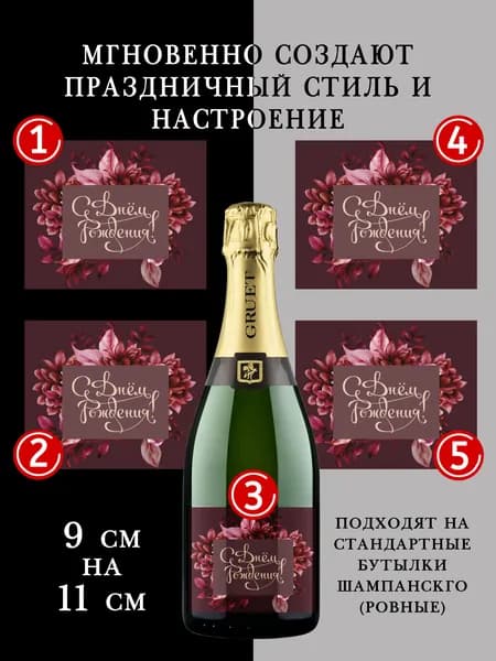 Наклейки на бутылки шампанского