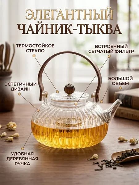 Жаропрочный стеклянный чайник с фильтром
