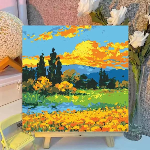 Картина по номерам на холсте с подрамником 20*20CM