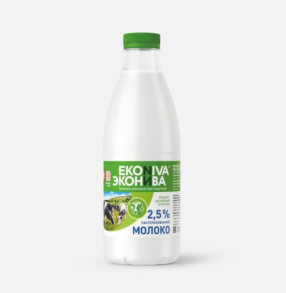 Молоко пастеризованное ЭкоНива, 2,5%, 1 л