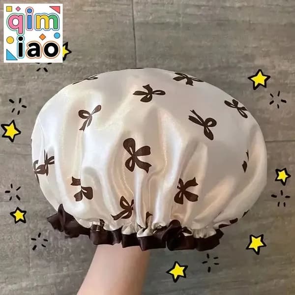 Шапочка для душа многоразовая ,двухслойная, женская, водонепроницаемая для душа, бани, сауны.