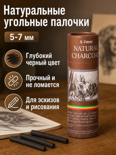 Угольные палочки для рисования из ивы, 25 шт., диаметр 5 7 мм, черные, для скетчей и эскизов