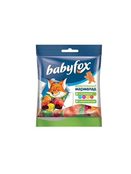 BabyFox Жевательный мармелад с соком ягод и фруктов, 30 гр
