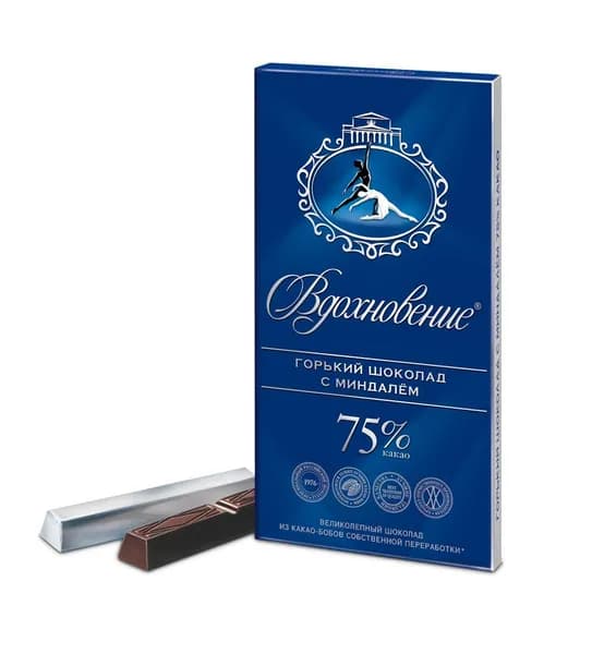 Шоколад Вдохновение Элитный с миндалем 75% какао, 90 г