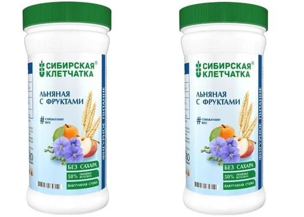 Сибирская клетчатка Клетчатка льняная с фруктами, 280 г, 2 шт//