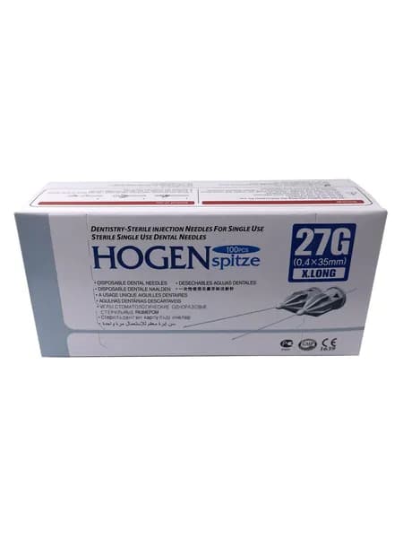 Иглы дентальные: Hogen Spitze однократного применения 27G (0.4х35мм) (100 шт./ уп.)