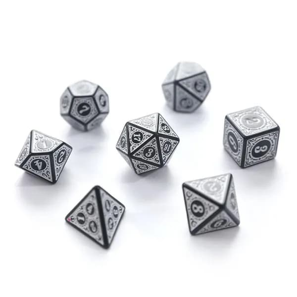Кости игральные, дайсы для с орнаментом, кубики для настольных игр, D&D, белый, 7шт.
