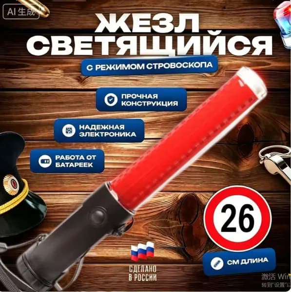 Сигнальная палка LED для регулирования движения 26 см, с 3 режимами свечения, водонепроницаемая-yezi