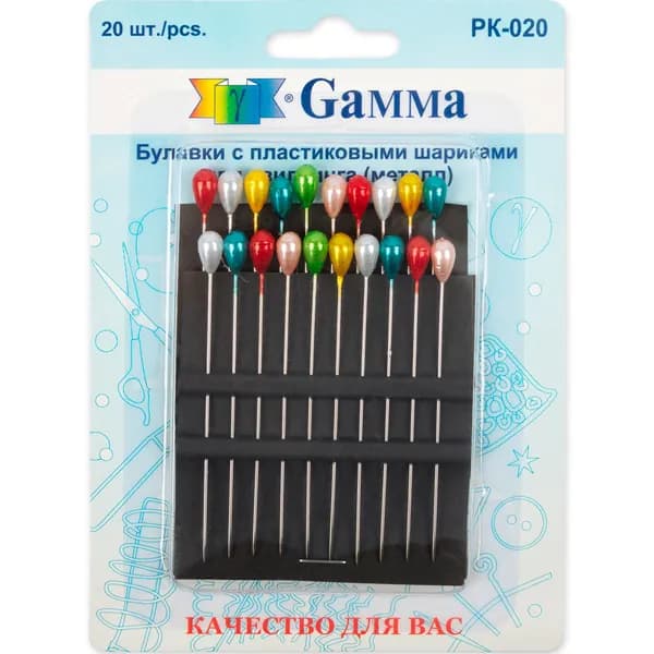 Иглы для квилтинга "Gamma" PK-020 60 мм сталь 20 шт в блистере,острые