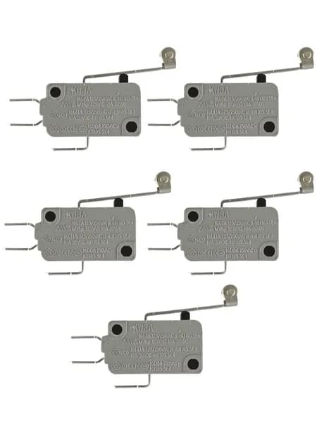 Микропереключатель 5 шт. Dongnan KW3A-16Z5-A200 3-х контактный 16(4)A 250V рычаг с роликом 25мм