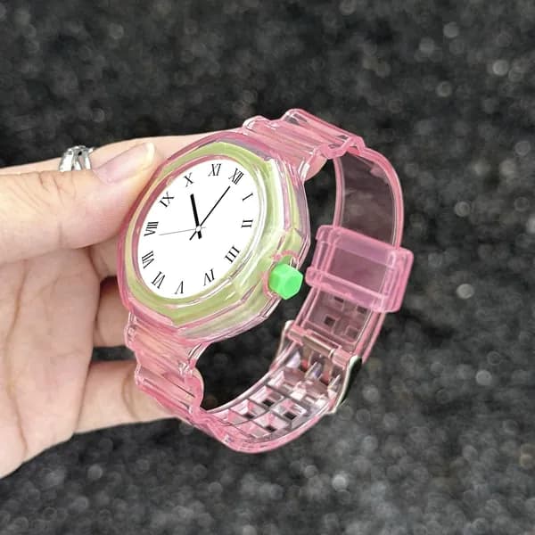 Силиконовый ремешок для карманных часов Royal Pop Swatch, цельный ТПУ, розовый