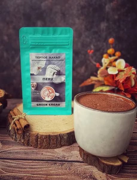 Какао тёртое натуральное 100% кусковое из Перу, 100 г