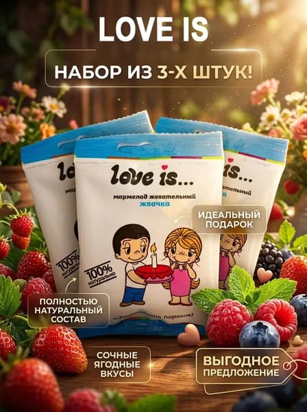 Жевательный мармелад Love Is со вкусом жвачки - 20 гр - 3 шт
