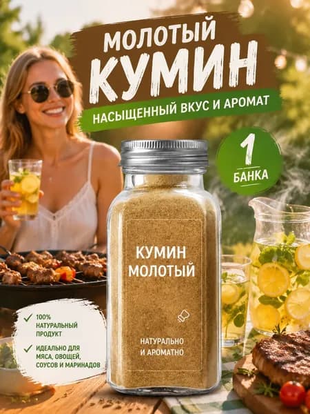 1 бутылка/Зира молотая (кумин, тмин) порошок для шашлыка, плова, мяса, люля-кебада и маринадов