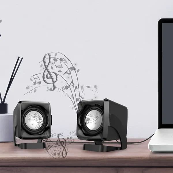 Черные миниатюрные компьютерные колонки из abs с магнитами, usb питание, комплект из 2 для домашнего использования