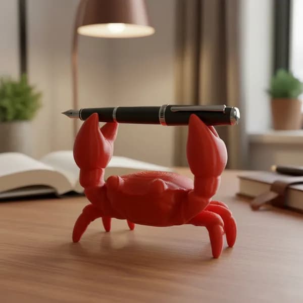 Краб-подставка для ручек 3D, красная, из АБС-пластика, 98 76 70 мм