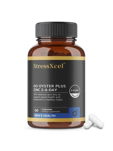 Капсулы StressXcel Go Oyster Men's Complex, поддерживающие мужское здоровье и естественную репродуктивную функцию, 60/120 веганских капсул.
