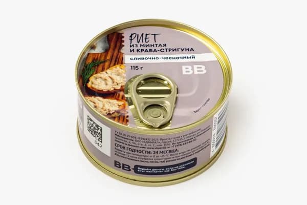Риет из минтая и краба стригуна сливочно-чесночный, 115 г