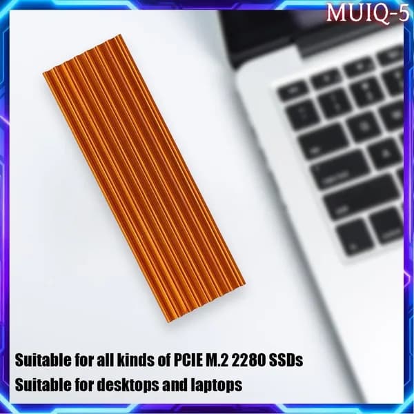 PCIE SSD, ультратонкий охладитель с алюминиевым радиатором, для всех M.2 2280 накопителей золотой