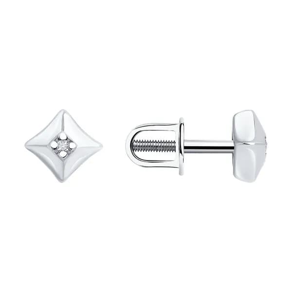 Diamant, Серьги из серебра с бриллиантами, 94-222-02137-1, декоративные, 925 проба, гвоздики