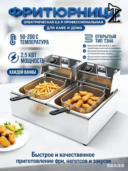 Профессиональная фритюрница 6+6 л для кафе