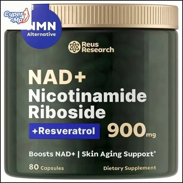 NAD+ С добавлением Никотинамид рибозида, Никотинамидрибозид Ресвератрол 900 мг, Высокочистая Добавка Для Борьбы Со старением, Придания Энергии, Концентрации Внимания, 80 Капсул