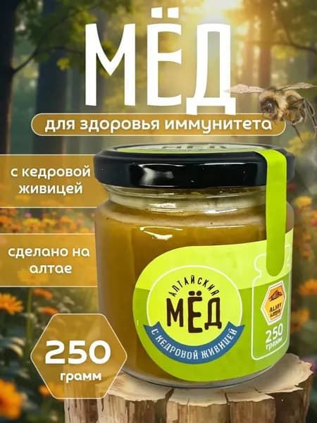 Легенда Алтая Мёд натуральный алтайский с кедровой живицей, 250 г