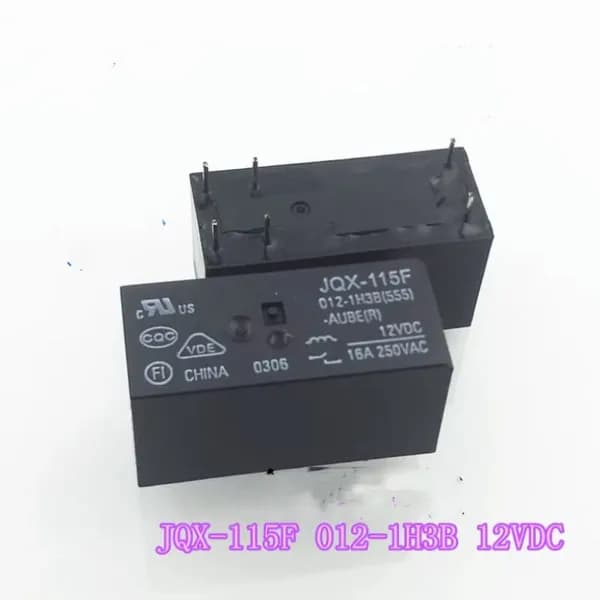 Реле JQX-115F 012-1H3B 12VDC 16A 6-выводное (мощное, герметичное, 1НО)