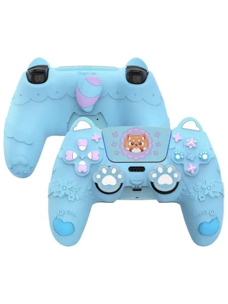 PlayVital силиконовый чехол Cute Spring Lesser Panda для контроллера PS5, накладки на стики и стикеры, полная защита, противоскользящий, совместим с зарядной станцией