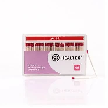 Штифты абсорбирующие бумажные Healtex, конусность 06, размер 55, 100 шт