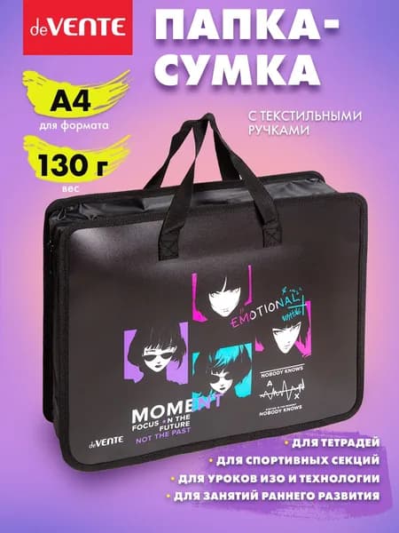Папка сумка школьная для ИЗО и технологии, на молнии, с ручками А4