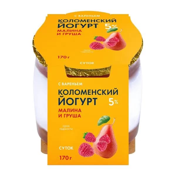 Йогурт Коломенский Малина и груша 5% 170г