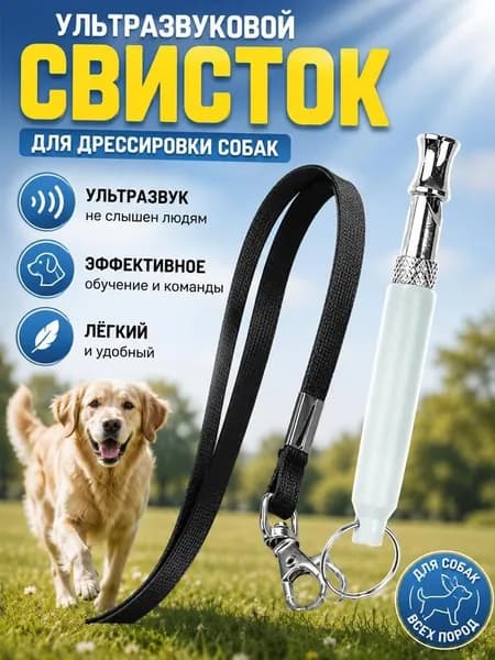 Металлический УЛЬТРАЗВУКОВОЙ бесшумный свисток для дрессировки собак со шнурком