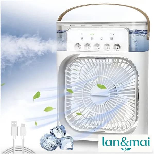 Качественный увлажнительвентилятор MINI COOLING FAN, где воздух подвергается охлаждению и увлажнению