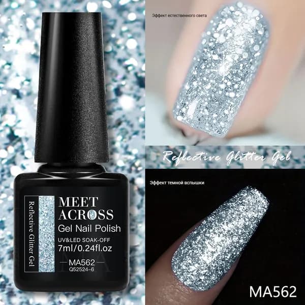 Гель-лак для ногтей с кристаллами и блестками, Crushed Crystal Gel, 7 мл, сияющий гель для дизайна маникюра, UV/LED