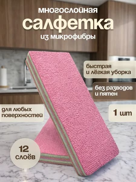 Салфетка из микрофибры / многослойная салфетка / 12 слоев радужная
