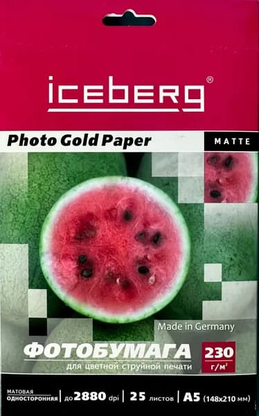 Фотобумага Iceberg Матовая 25 листов, А5, 230г/м2
