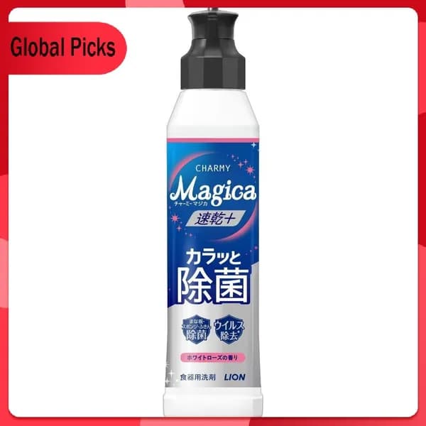 LION Средство для мытья посуды Charmy Magica Quick Dry+ аромат белых роз, 220 мл бутылка с дозатором