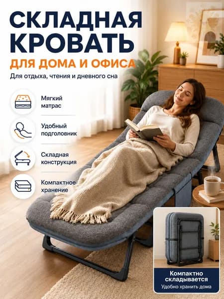 Раскладушка ,66х190х30см