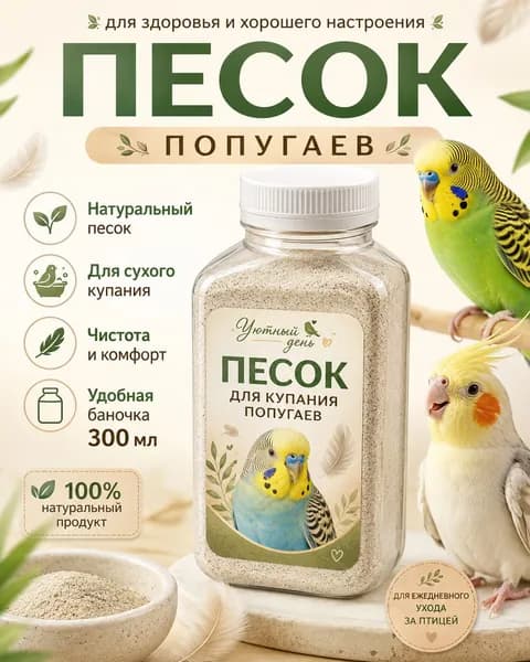 Песок для купания попугаев , 300 мл, натуральный песок для птиц