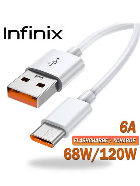 Infinix Кабель для мобильных устройств USB 2.0 Type-A/USB Type-C, 1 м, белый, оранжевый