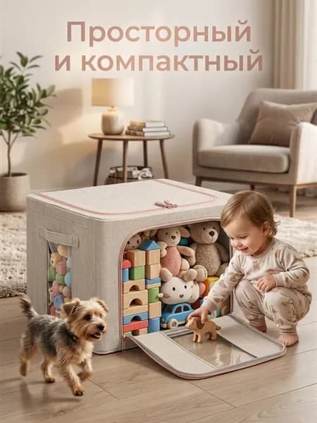 Коробка с крышкой для хранения вещей, одежды и белья