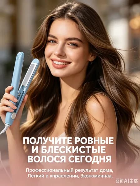 Плойка-гофре, Щипцы-гофре2026 Компактный профессиональный стайлер, керамическое покрытие, пластины 60х12 мм, вращение шнура на 360, дорожный