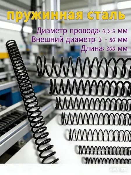 Пружина сжатия - 0.6*3*300 мм (диаметр проволоки * ширина * длина) Пружинная сталь - 1 на упаковку