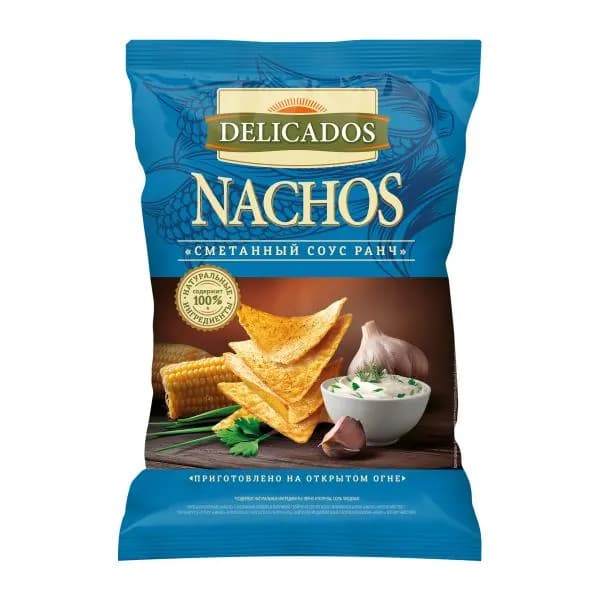 Кукурузные чипсы со вкусом соуса ранч Delicados 150г
