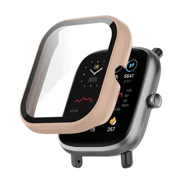Чехол-бампер и защитное стекло для часов Amazfit GTS 2 Mini розовый