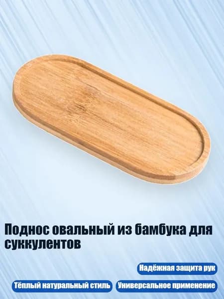 Поднос овальный из бамбука для суккулентов, - 1