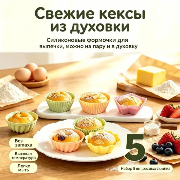 Форма для выпечки 5 шт пищевой силикон белый