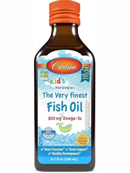 Carlson Labs, Fish oil, омега для детей, натуральный лимонный вкус, 800 мг, 200 мл (6,7 жидк. унции)