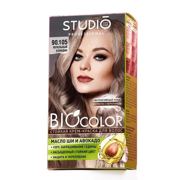 Стойкая крем-краска для волос BioColor 90.105 Пепельный блондин, 115мл